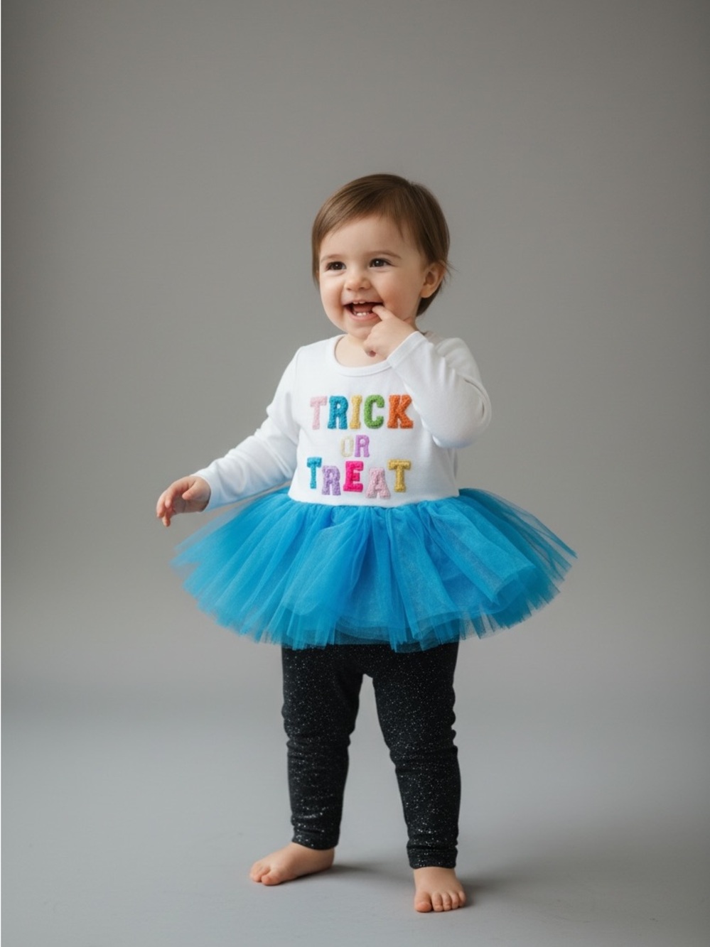 Toddler 2-Piece Halloween Trick Or Treat Turquoise Tutu Dress Set
